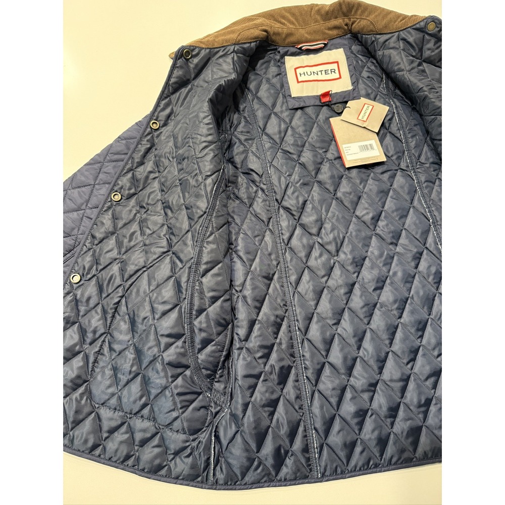 Hunter Rachel Quilted Jacket Women M Blue Snap Button Mid-Length Nylon Coat - Picture 12 of 15